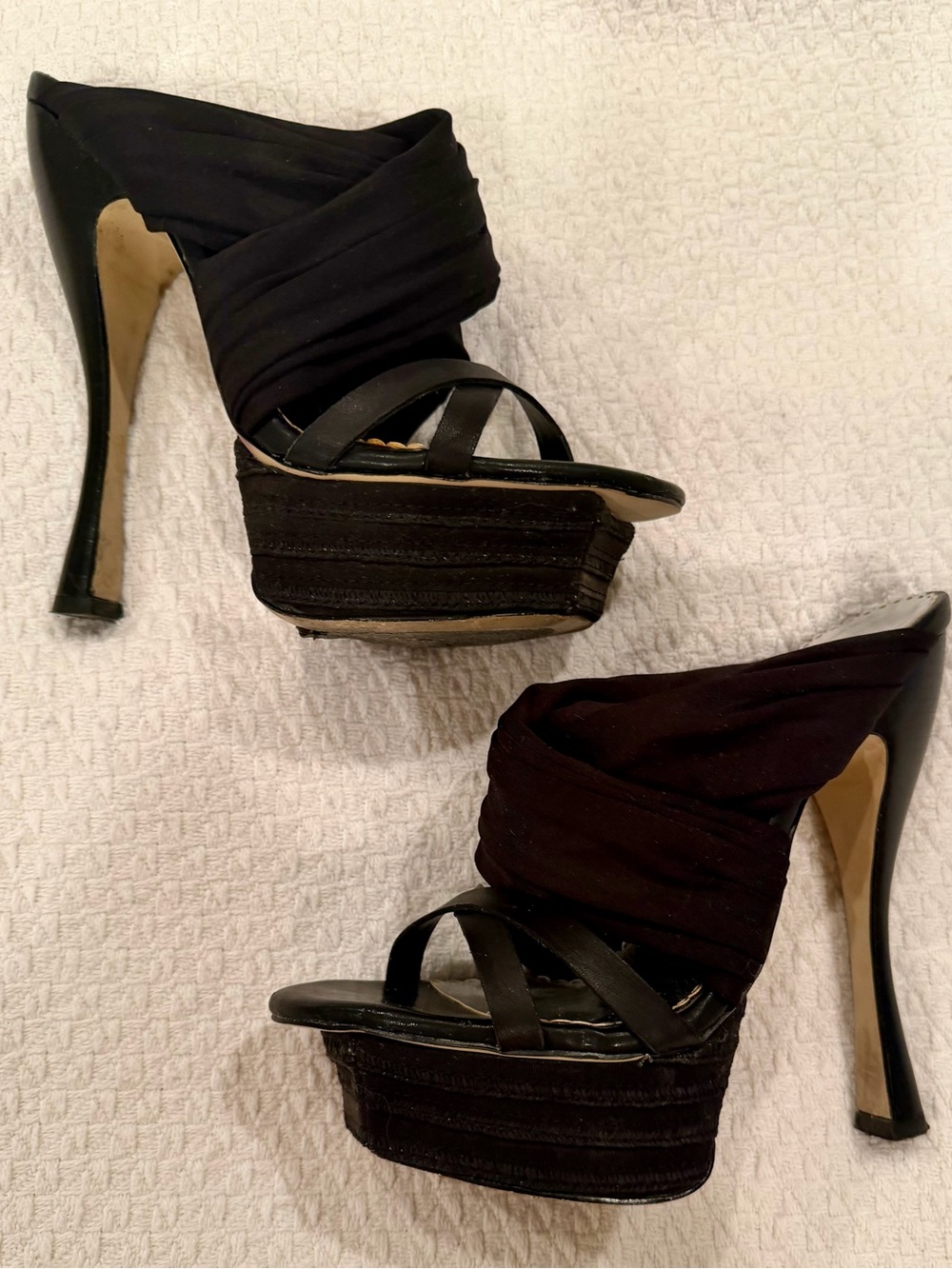 bebe Black Wrapped High Heel Slide sandals - Picture 3 of 6